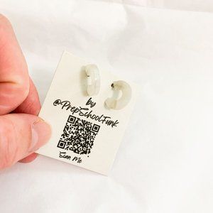 White enamel small hoop earrings